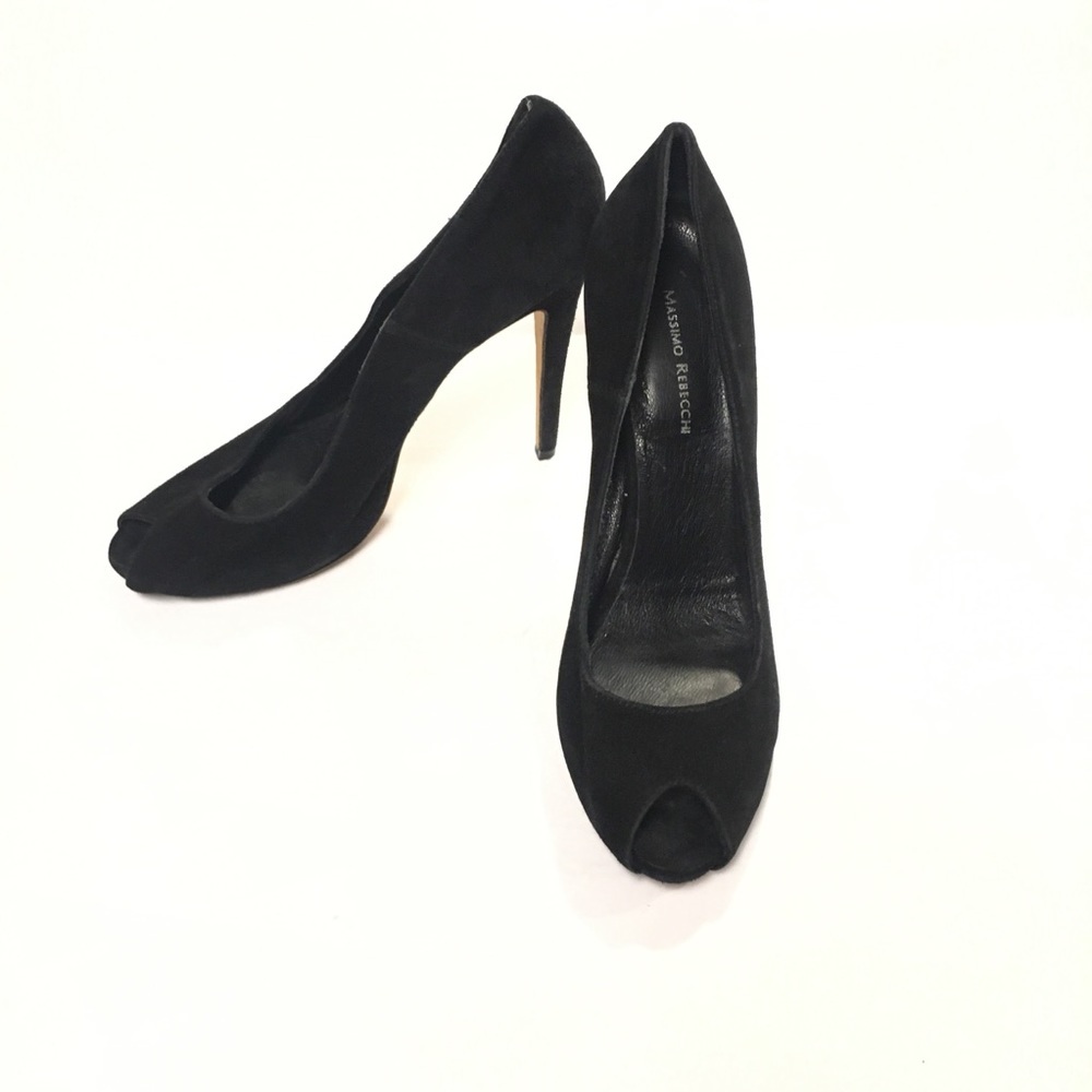 Massimo Rebecchi Black Peep Toe Suede Pu…